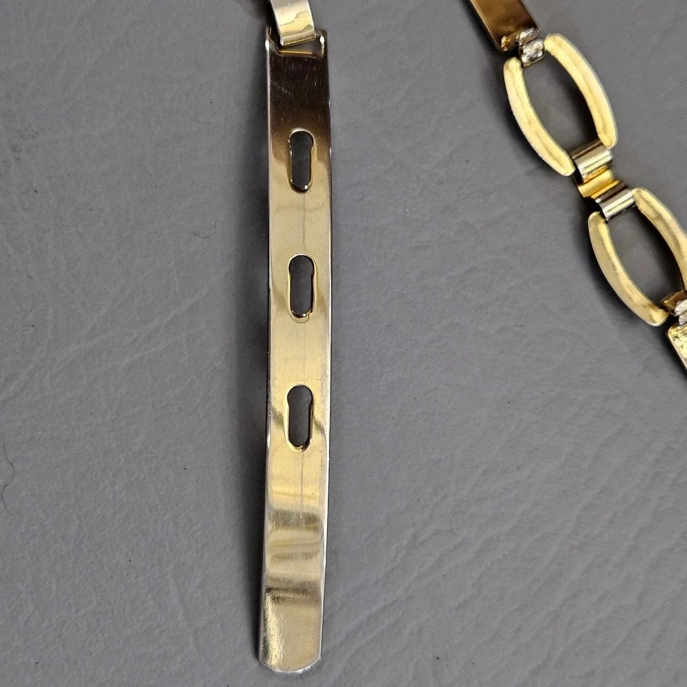 Vintage Gold Tone Metal Link Chain Belt Adjustable Buckle Waist Accessory 35in
